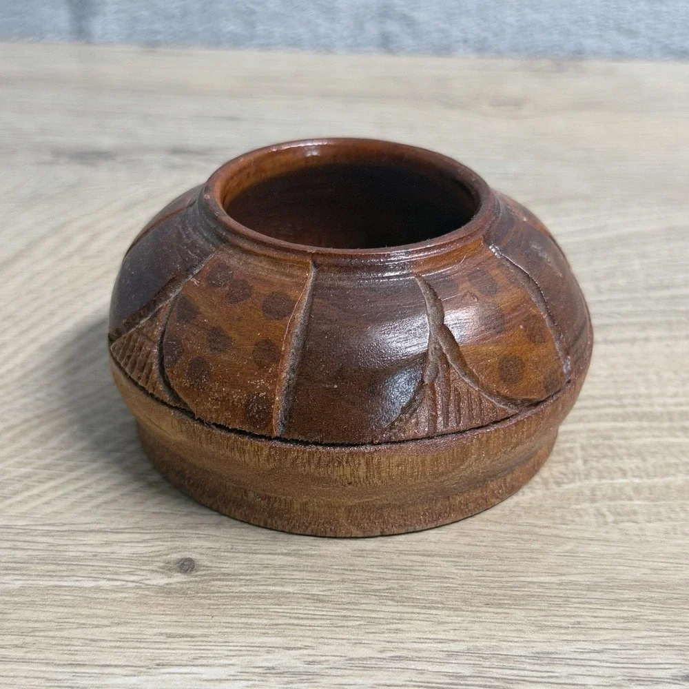 Vintage Hand Carved Wooden Bowl Rustic Boho Primitive Tribal Home‎ Decor Laura